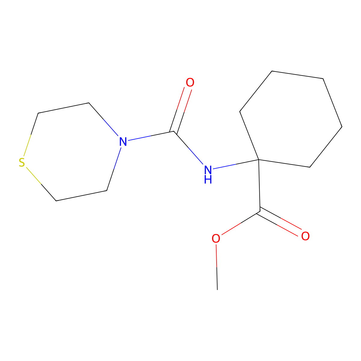 Methyl 1-[(thiomorpholin-4-ylcarbonyl)amino]cyclohexanecarboxylate molecular structure, CAS 1429903-59-2
