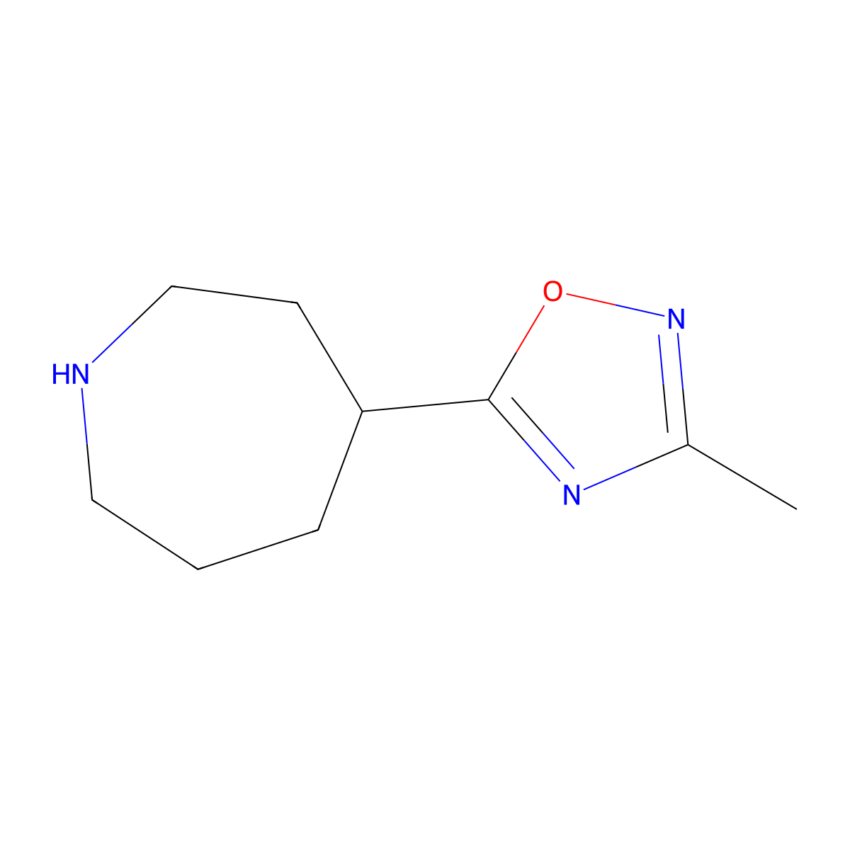 5-(Azepan-4-yl)-3-methyl-1,2,4-oxadiazole molecular structure, CAS 1429903-96-7