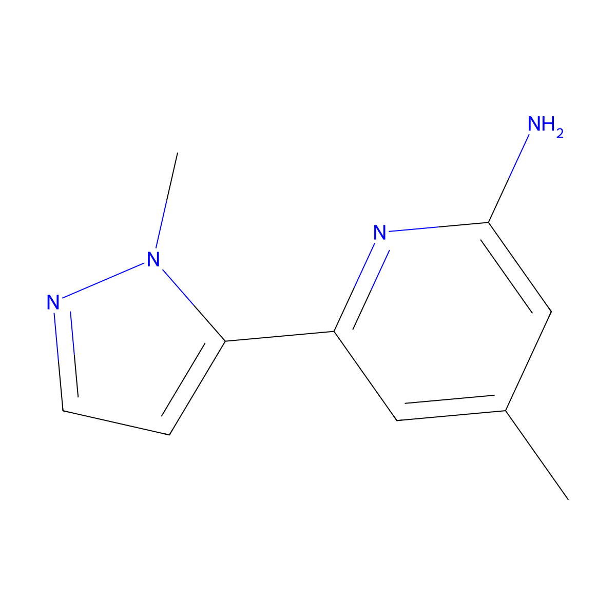 4-methyl-6-(1-methyl-1H-pyrazol-5-yl)pyridin-2-amine molecular structure, CAS 1429913-09-6