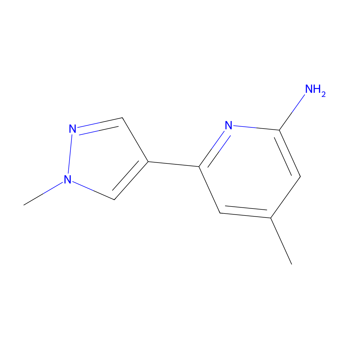 4-Methyl-6-(1-methylpyrazol-4-yl)pyridin-2-amine molecular structure, CAS 1429913-13-2