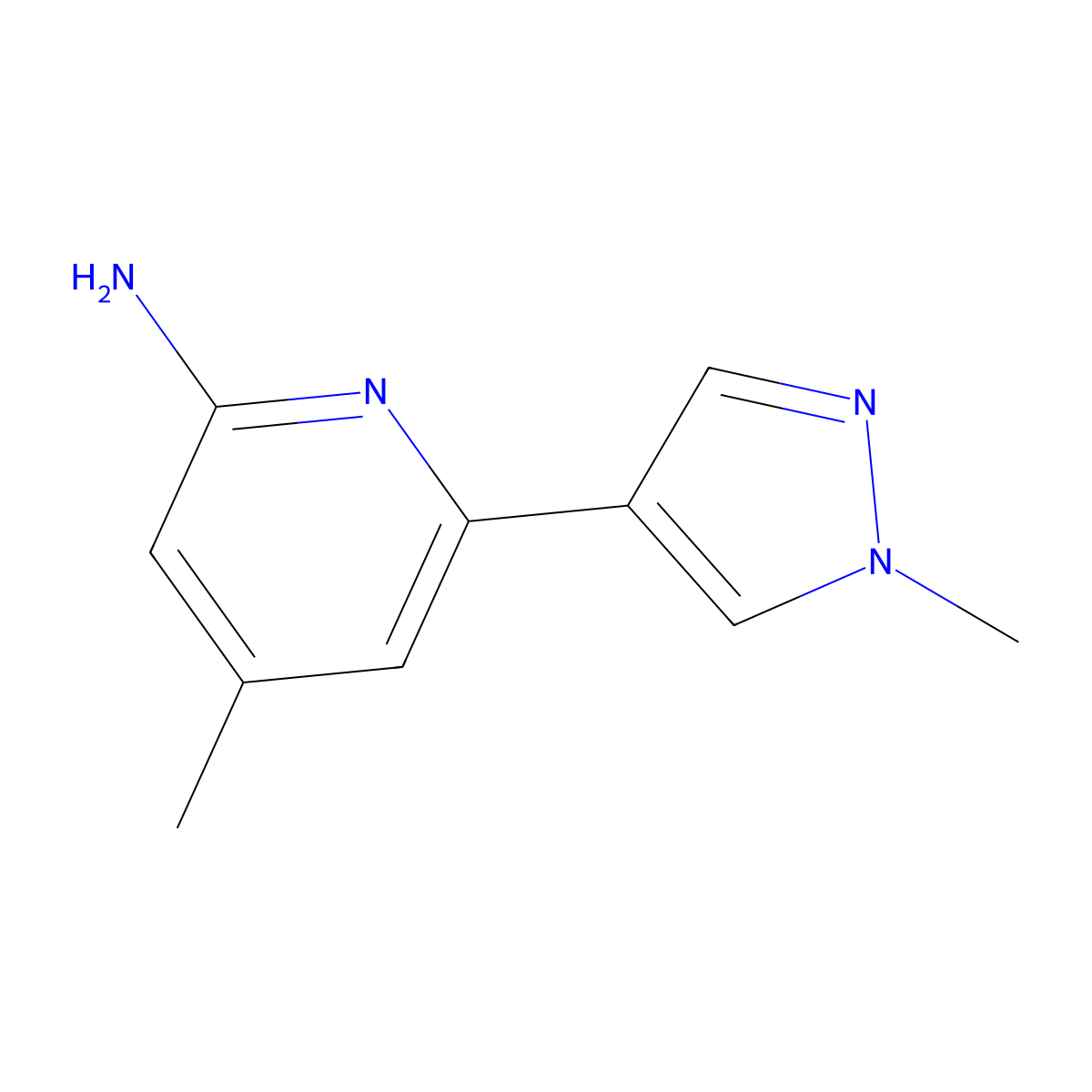 4-Methyl-6-(1-methylpyrazol-4-yl)pyridin-2-amine molecular structure, CAS 1429913-13-2