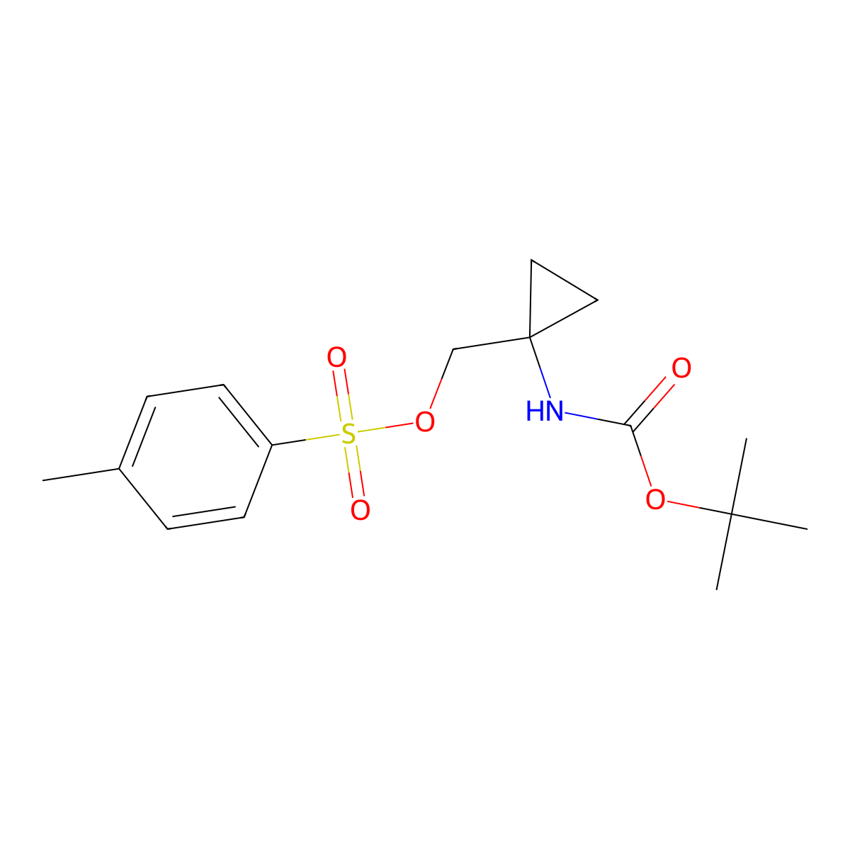 tert-Butyl N-[1-({[(4-methylbenzene)sulfonyl]oxy}methyl)cyclopropyl]carbamate molecular structure, CAS 1429913-33-6