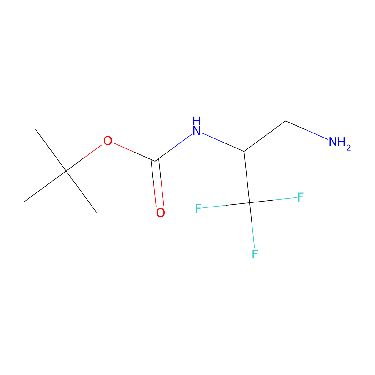 tert-butyl N-(3-amino-1,1,1-trifluoropropan-2-yl)carbamate molecular structure, CAS 1429913-34-7