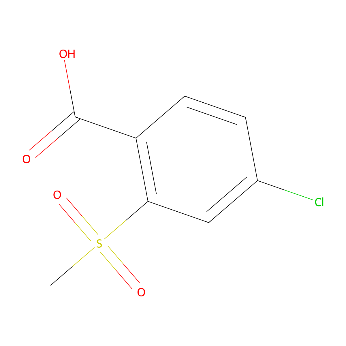 4-Chloro-2-(methylsulfonyl)benzoic acid molecular structure, CAS 142994-03-4
