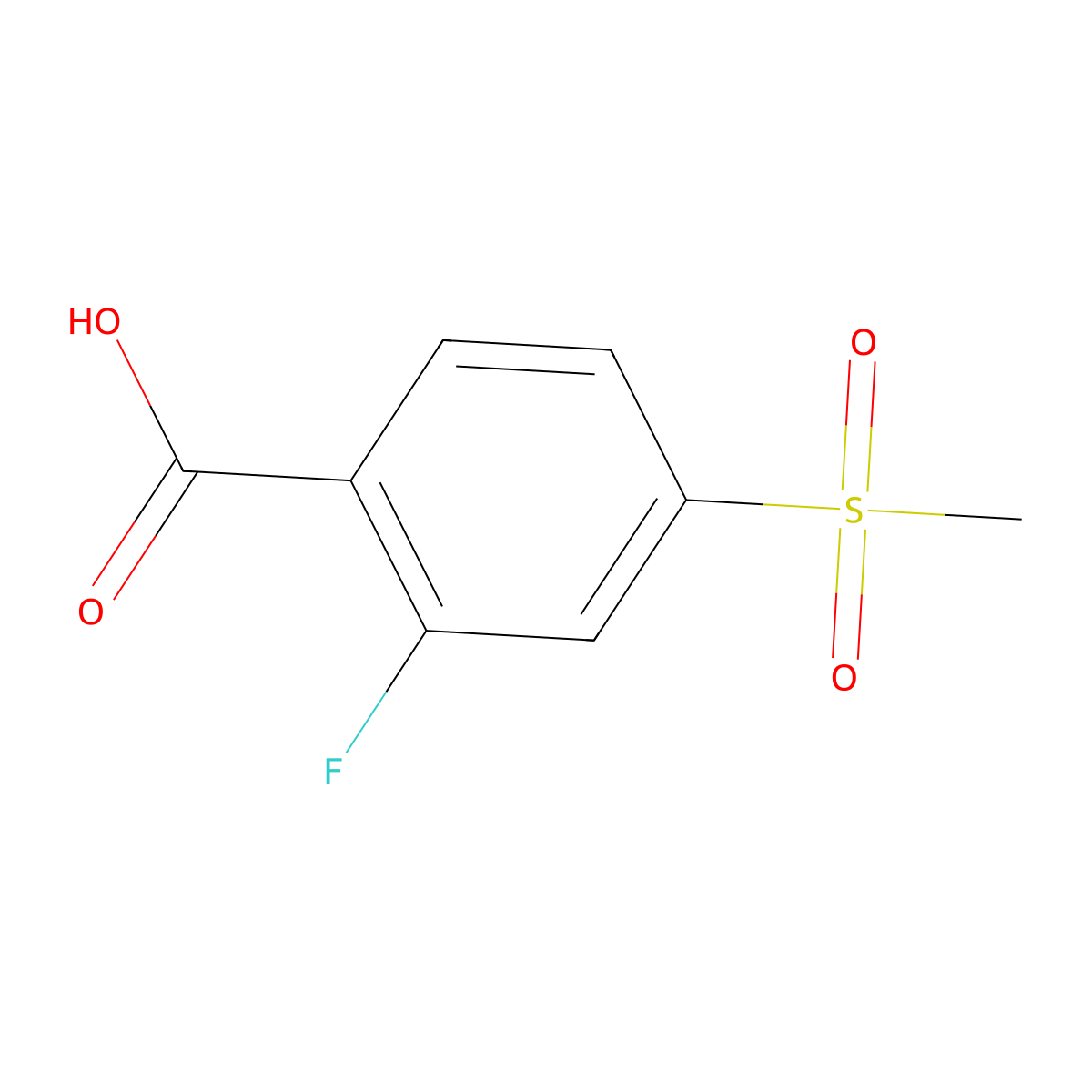 2-Fluoro-4-(methylsulphonyl)benzoic acid molecular structure, CAS 142994-04-5