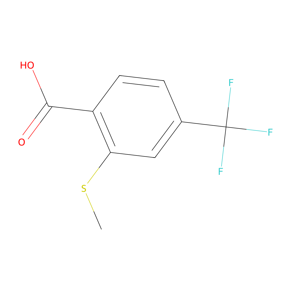 Benzoic acid, 2-(methylthio)-4-(trifluoromethyl)- molecular structure, CAS 142994-05-6