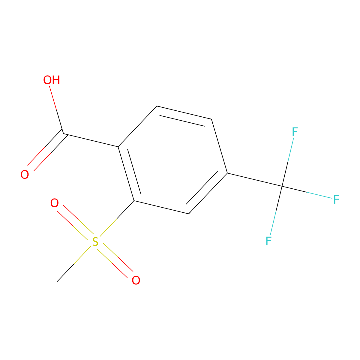 2-Methylsulfonyl-4-trifluoromethylbenzoic acid molecular structure, CAS 142994-06-7