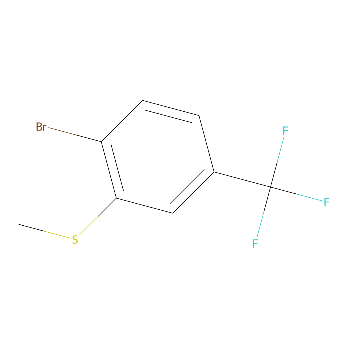 Benzene, 1-bromo-2-(methylthio)-4-(trifluoromethyl)- molecular structure, CAS 142994-07-8