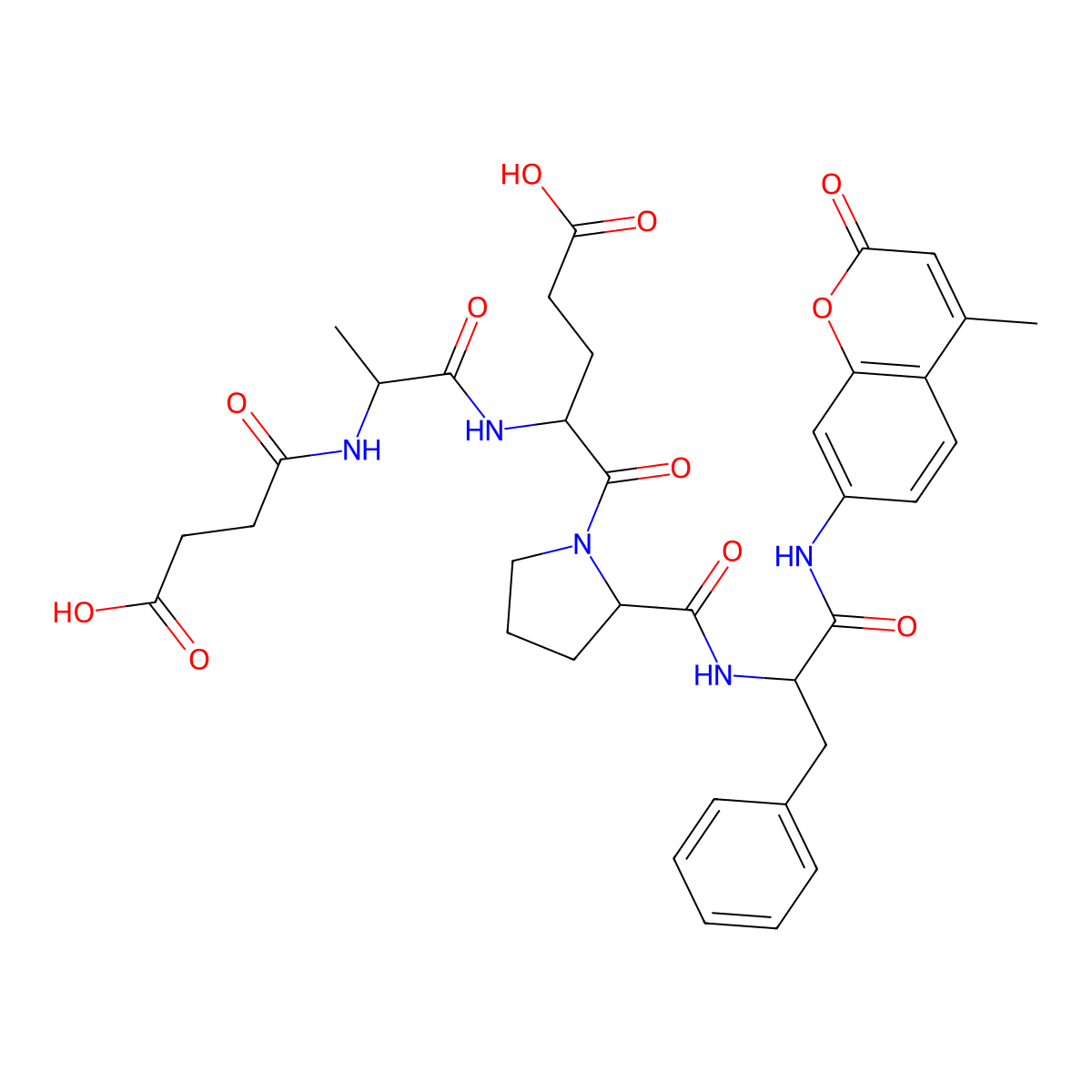 Suc-Ala-Glu-Pro-Phe-AMC molecular structure, CAS 142997-30-6
