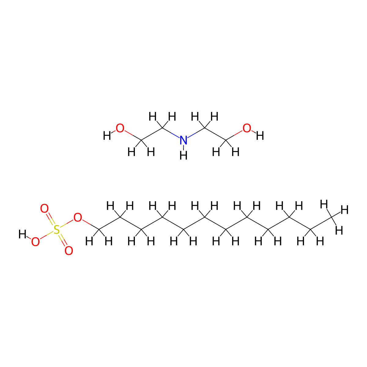 Diethanolamine lauryl sulfate molecular structure, CAS 143-00-0