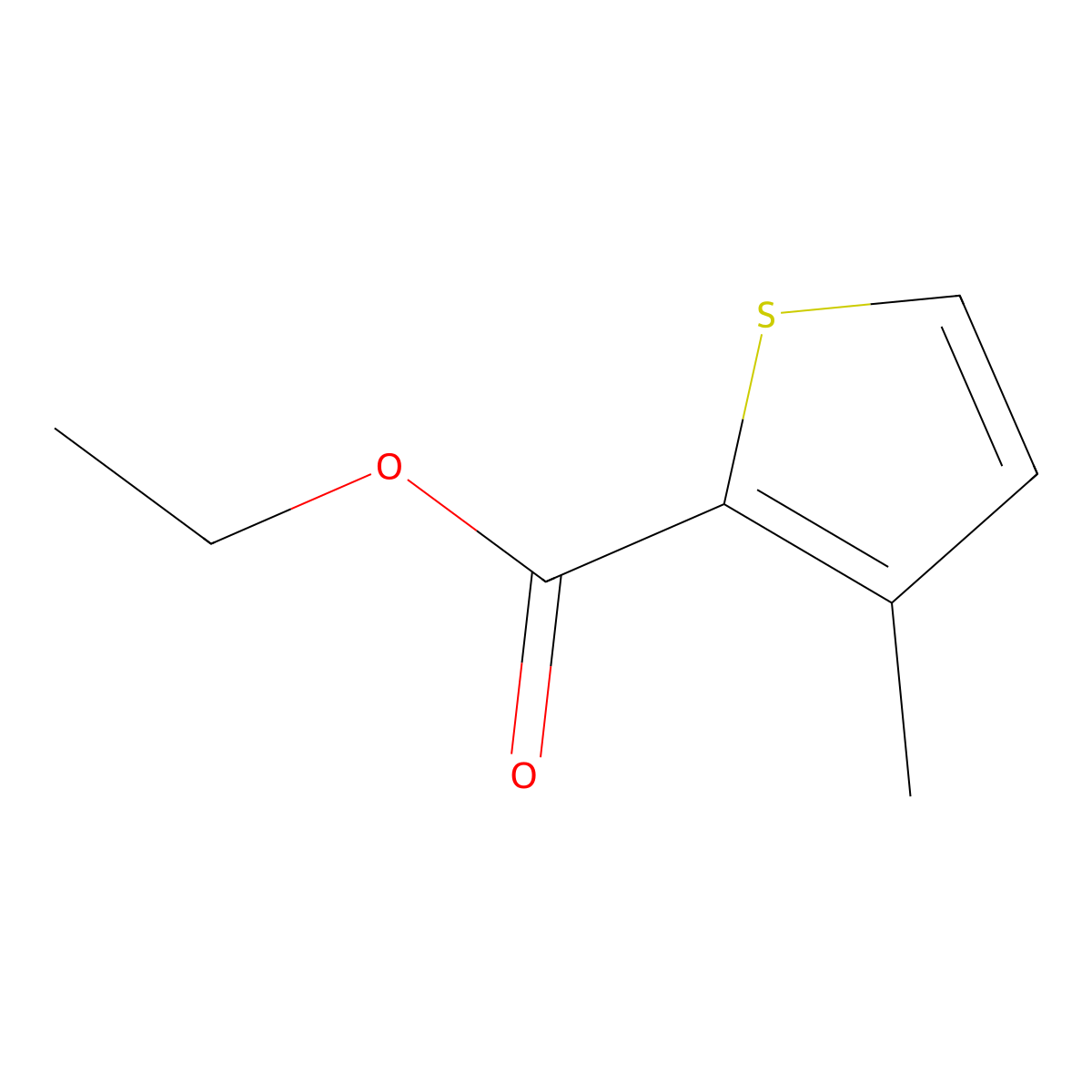 Ethyl 3-methylthiophene-2-carboxylate molecular structure, CAS 14300-64-2