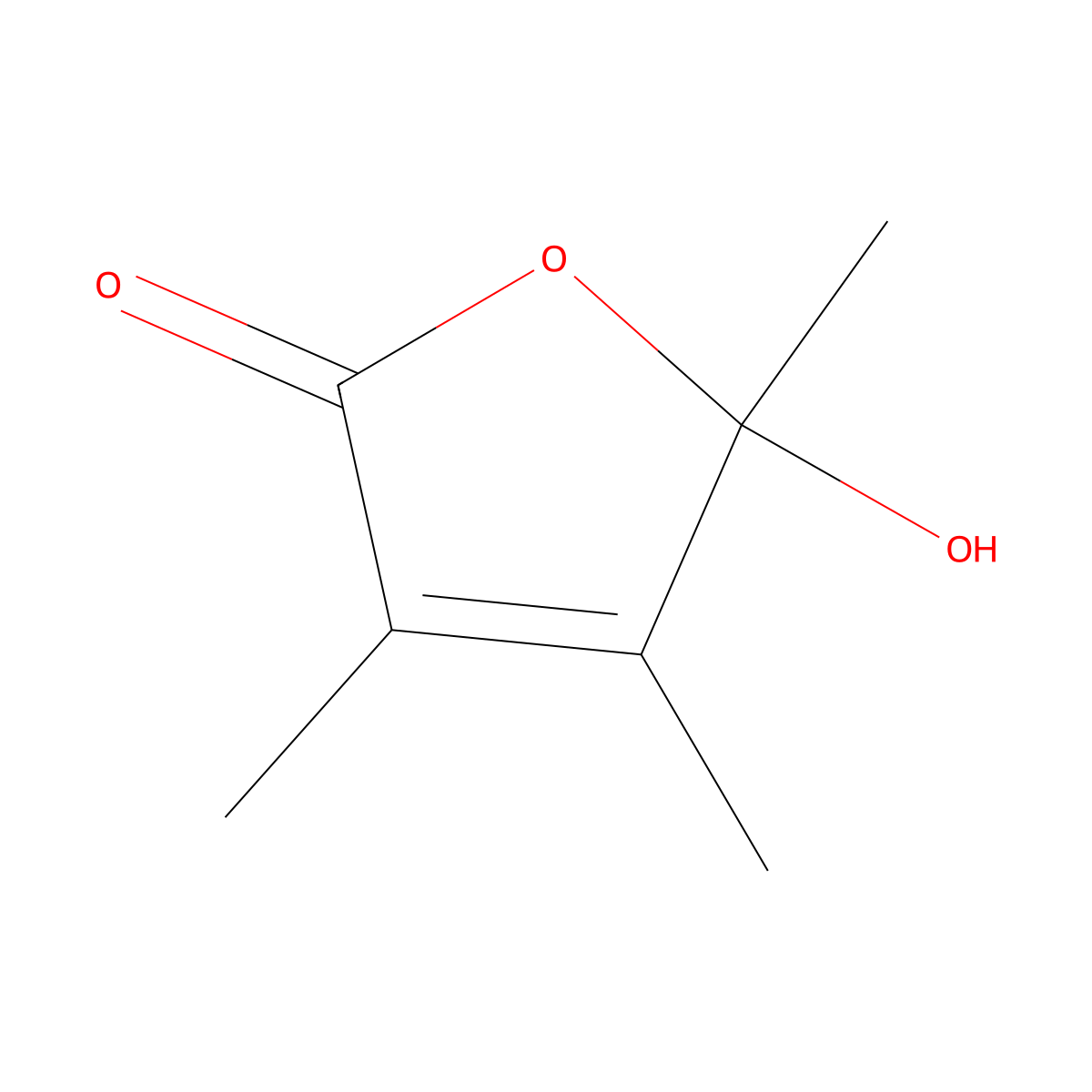 5-Hydroxy-3,4,5-trimethylfuran-2(5H)-one molecular structure, CAS 14300-73-3