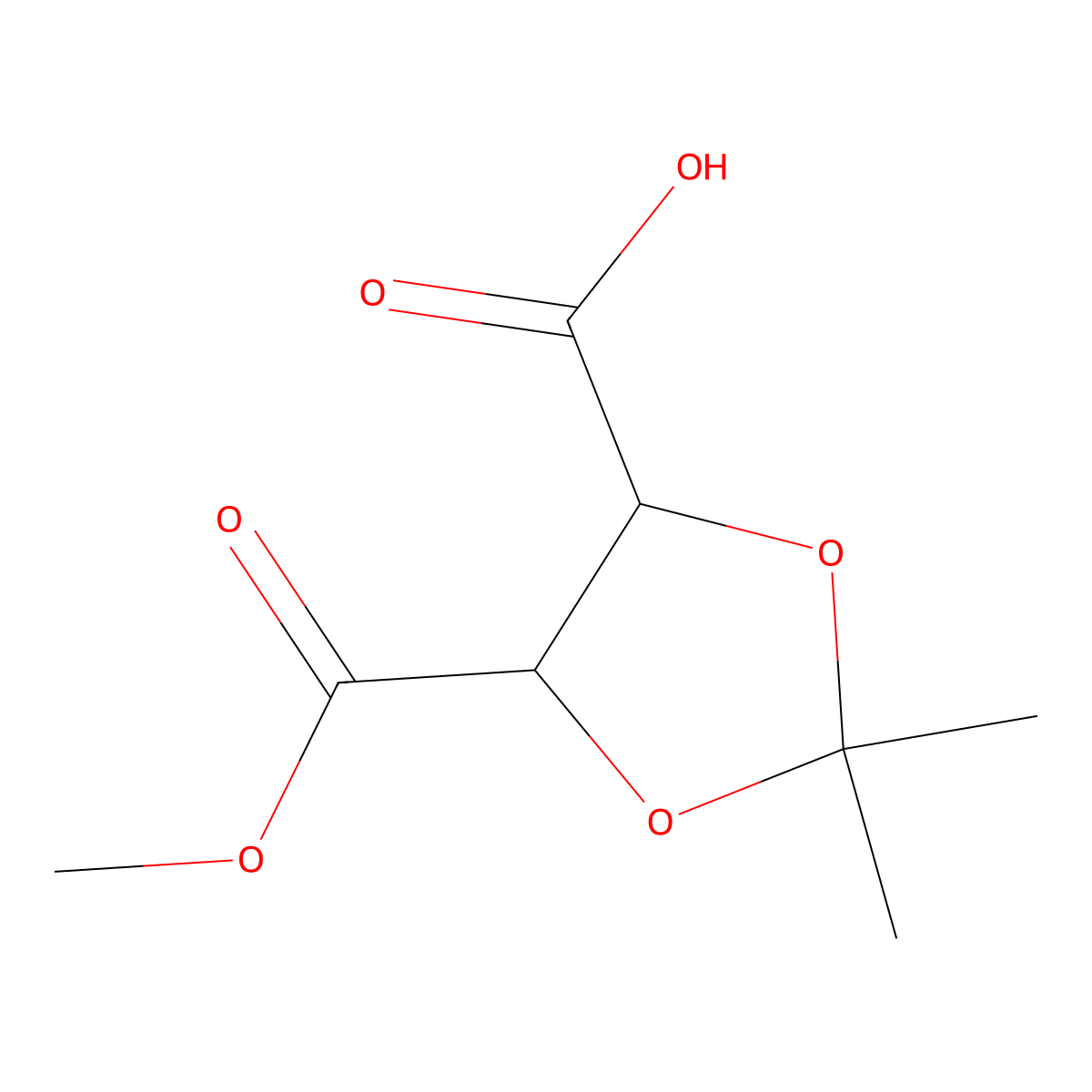 5-(Methoxycarbonyl)-2,2-dimethyl-1,3-dioxolane-4-carboxylic acid molecular structure, CAS 143004-82-4