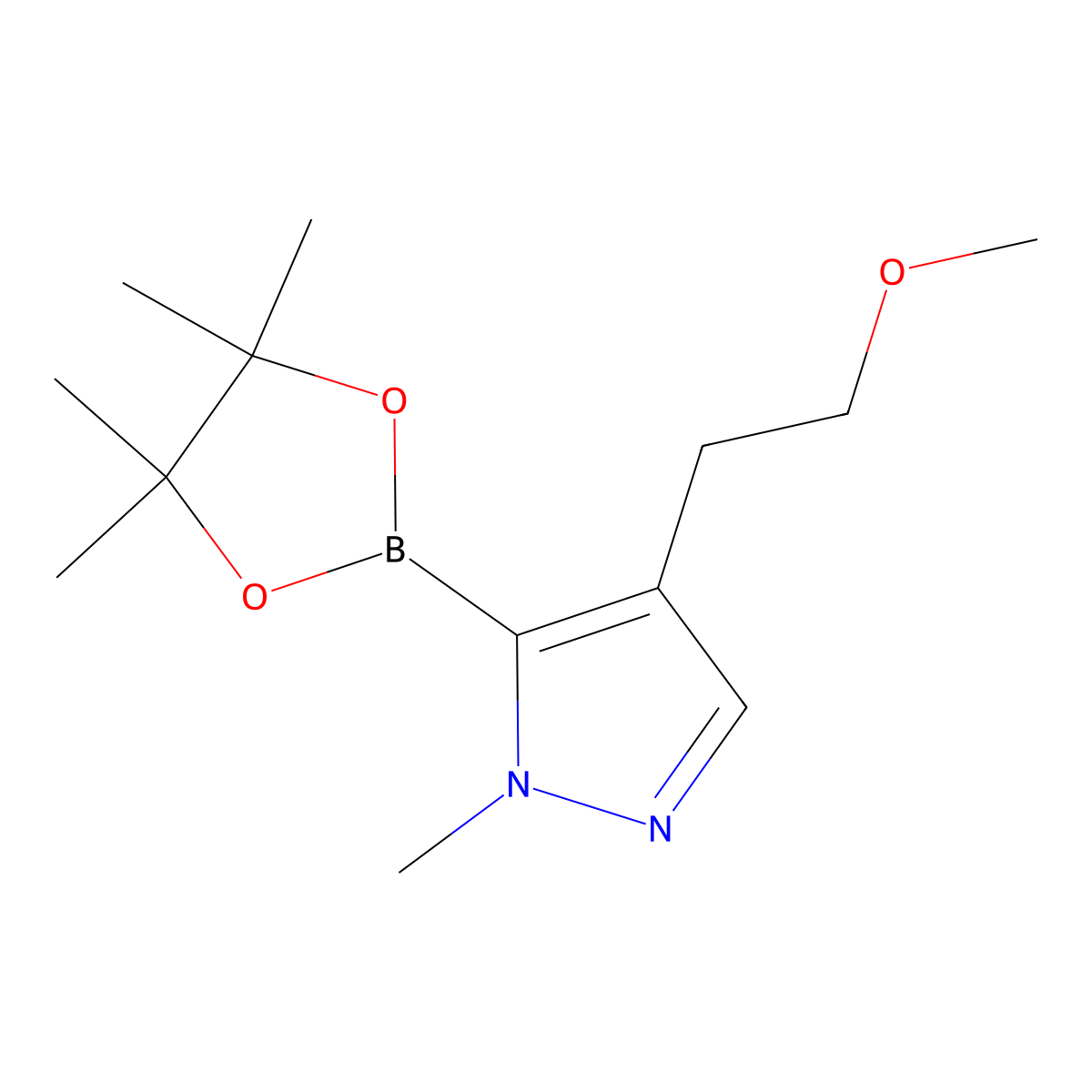 4-(2-methoxyethyl)-1-methyl-5-(4,4,5,5-tetramethyl-1,3,2-dioxaborolan-2-yl)-1H-pyrazole molecular structure, CAS 1430057-93-4