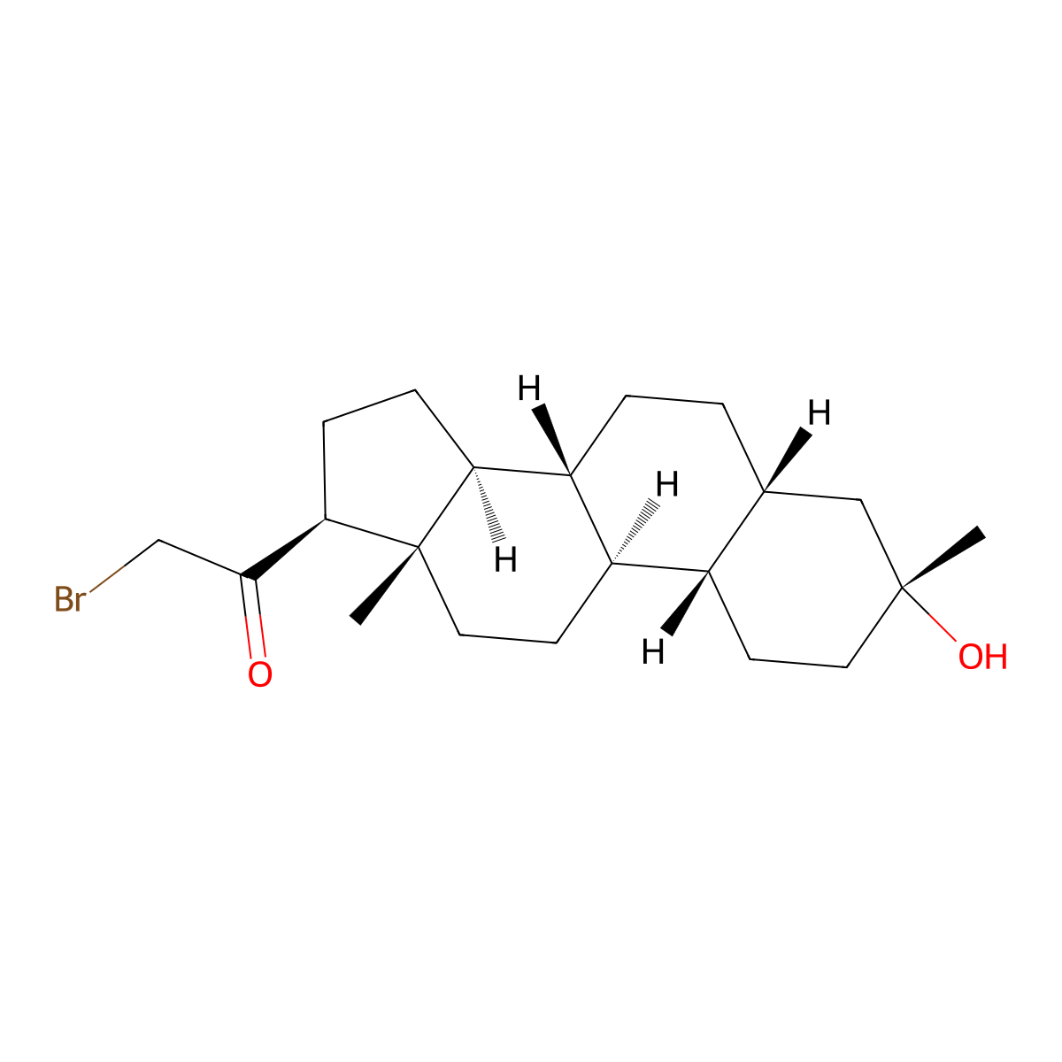 2-Bromo-1-((3R,5R,8R,9R,10S,13S,14S,17S)-3-hydroxy-3,13-dimethylhexadecahydro-1H-cyclopenta[a]phenanthren-17-yl)ethanone molecular structure, CAS 1430063-93-6