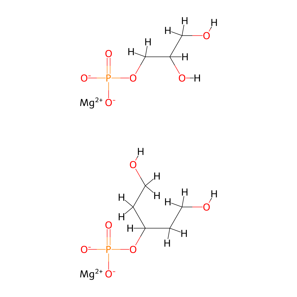 Dimagnesium(2+) ion 3-(phosphonatooxy)pentane-1,5-diol 3-(phosphonatooxy)propane-1,2-diol molecular structure, CAS 143007-63-0
