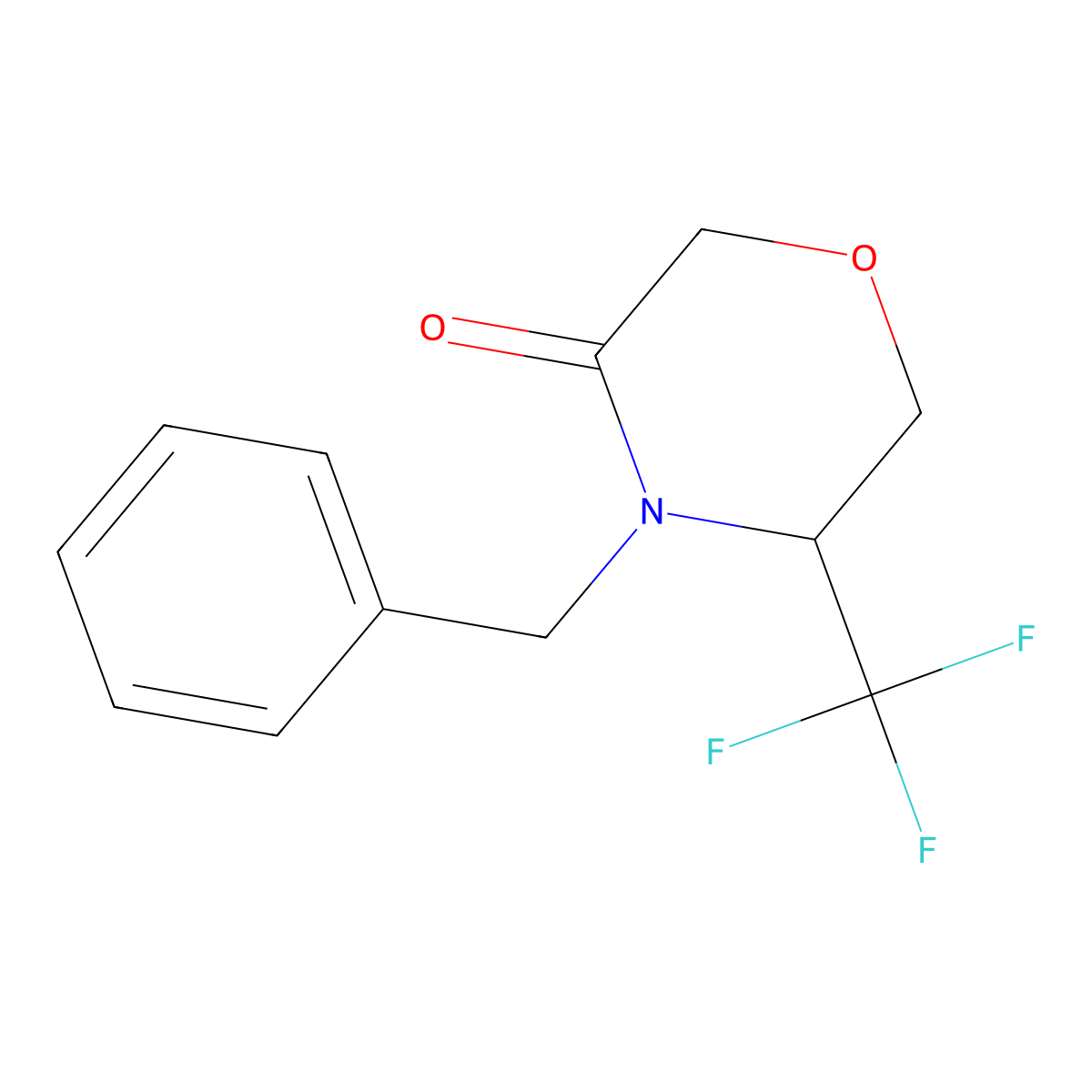 4-Benzyl-5-(trifluoromethyl)morpholin-3-one molecular structure, CAS 1430086-48-8