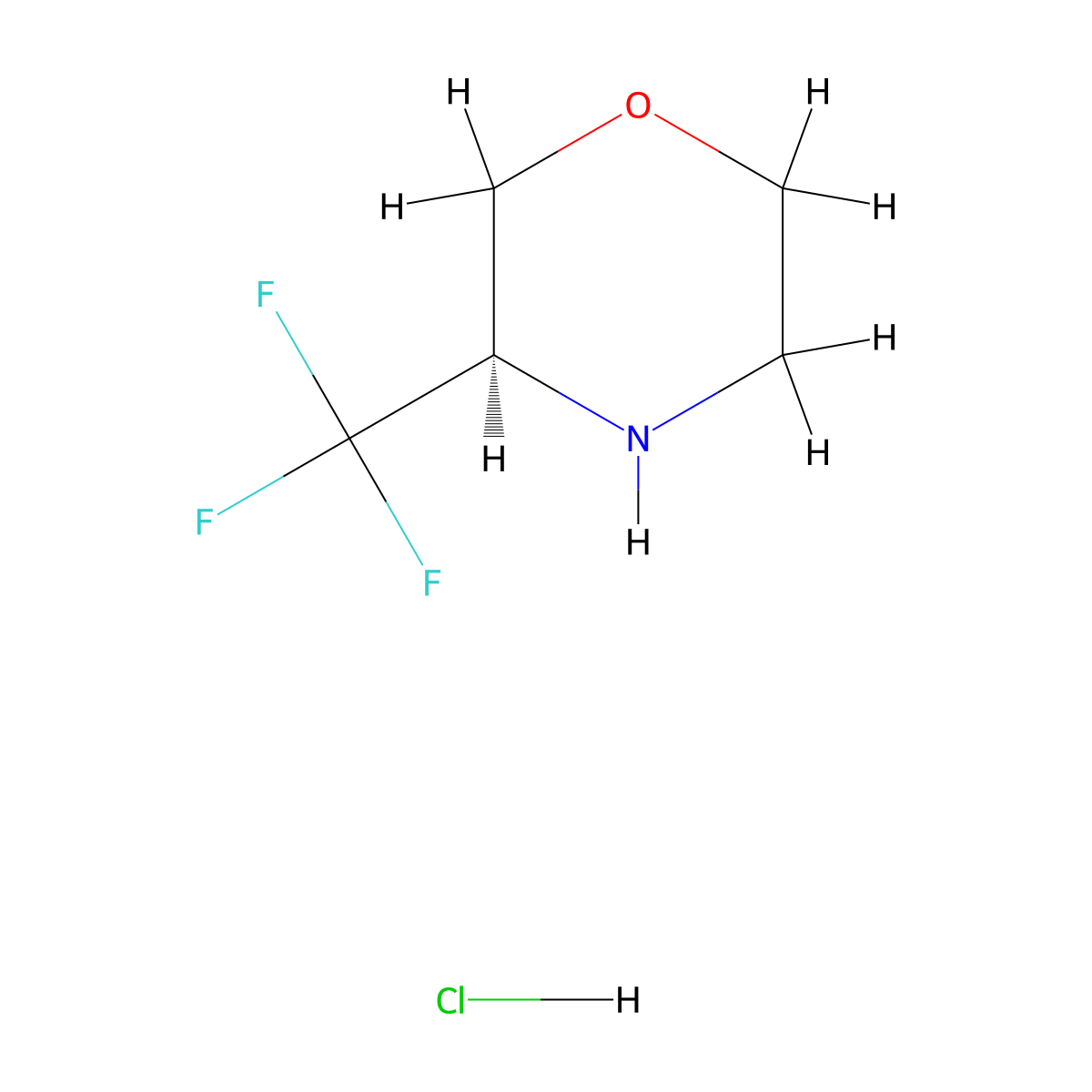 (3R)-3-(trifluoromethyl)morpholine hydrochloride molecular structure, CAS 1430086-53-5