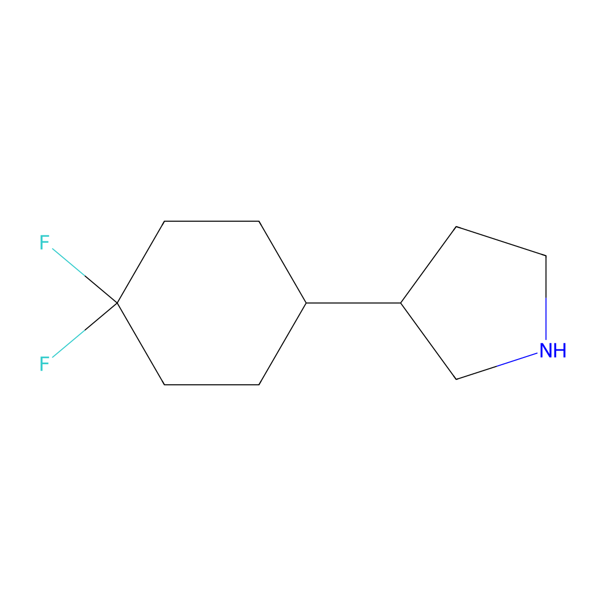 Pyrrolidine, 3-(4,4-difluorocyclohexyl)- molecular structure, CAS 1430091-75-0