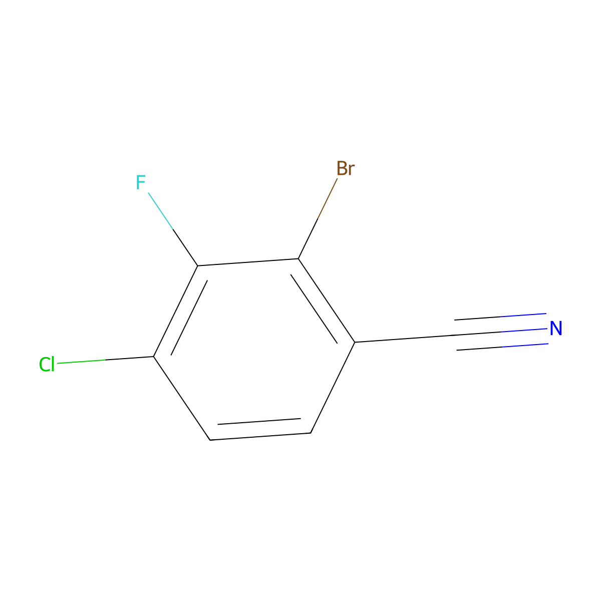 2-Bromo-4-chloro-3-fluorobenzonitrile molecular structure, CAS 1430115-47-1