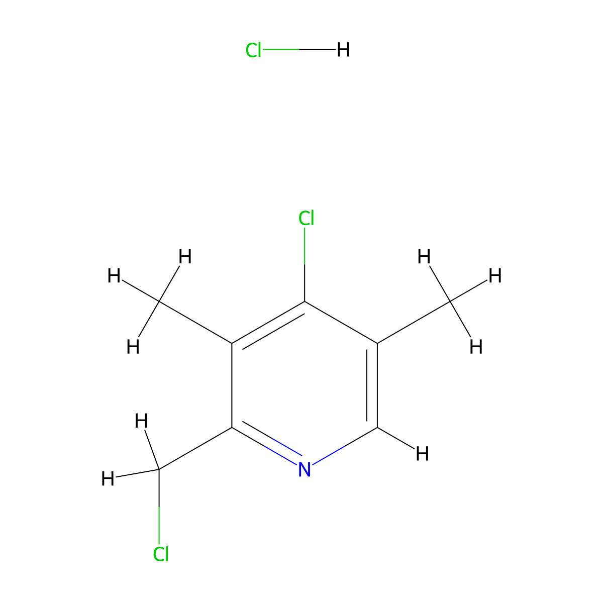 4-Chloro-2-(chloromethyl)-3,5-dimethylpyridine hydrochloride molecular structure, CAS 143016-68-6