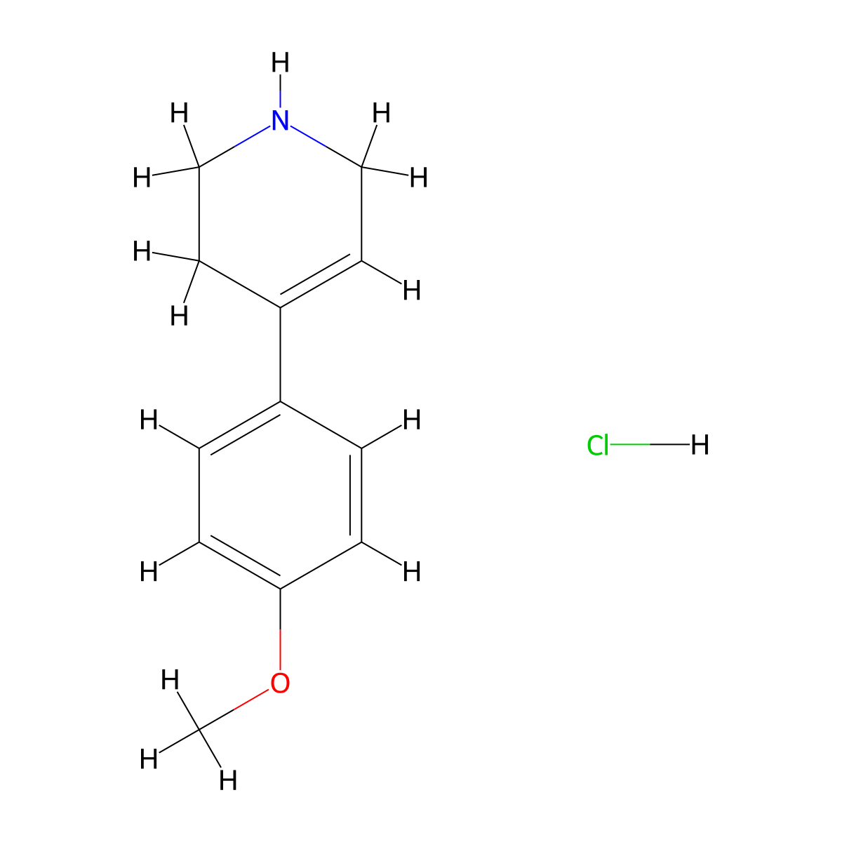 4-(4-Methoxyphenyl)-1,2,3,6-tetrahydropyridine hydrochloride molecular structure, CAS 143017-63-4