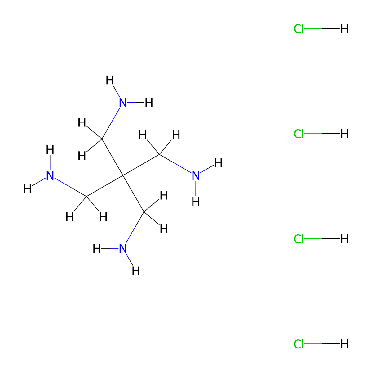 1,3-Propanediamine, 2,2-bis(aminomethyl)-, hydrochloride (1:4) molecular structure, CAS 14302-75-1