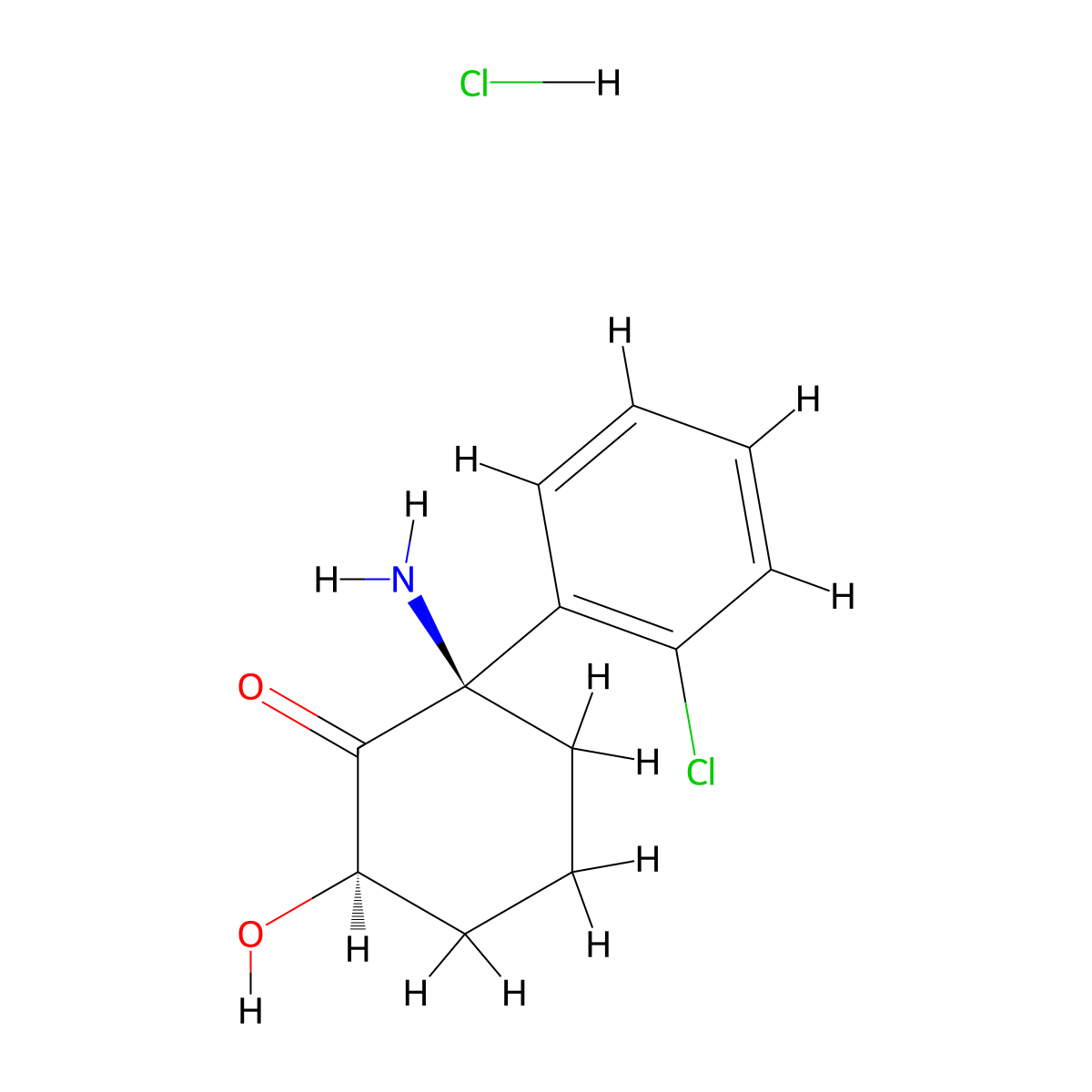 Hydroxynorketamine, (2R,6R)-, hydrochloride molecular structure, CAS 1430202-69-9