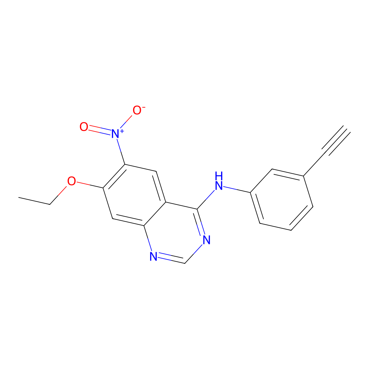 7-ethoxy-N-(3-ethynylphenyl)-6-nitroquinazolin-4-amine molecular structure, CAS 1430203-53-4