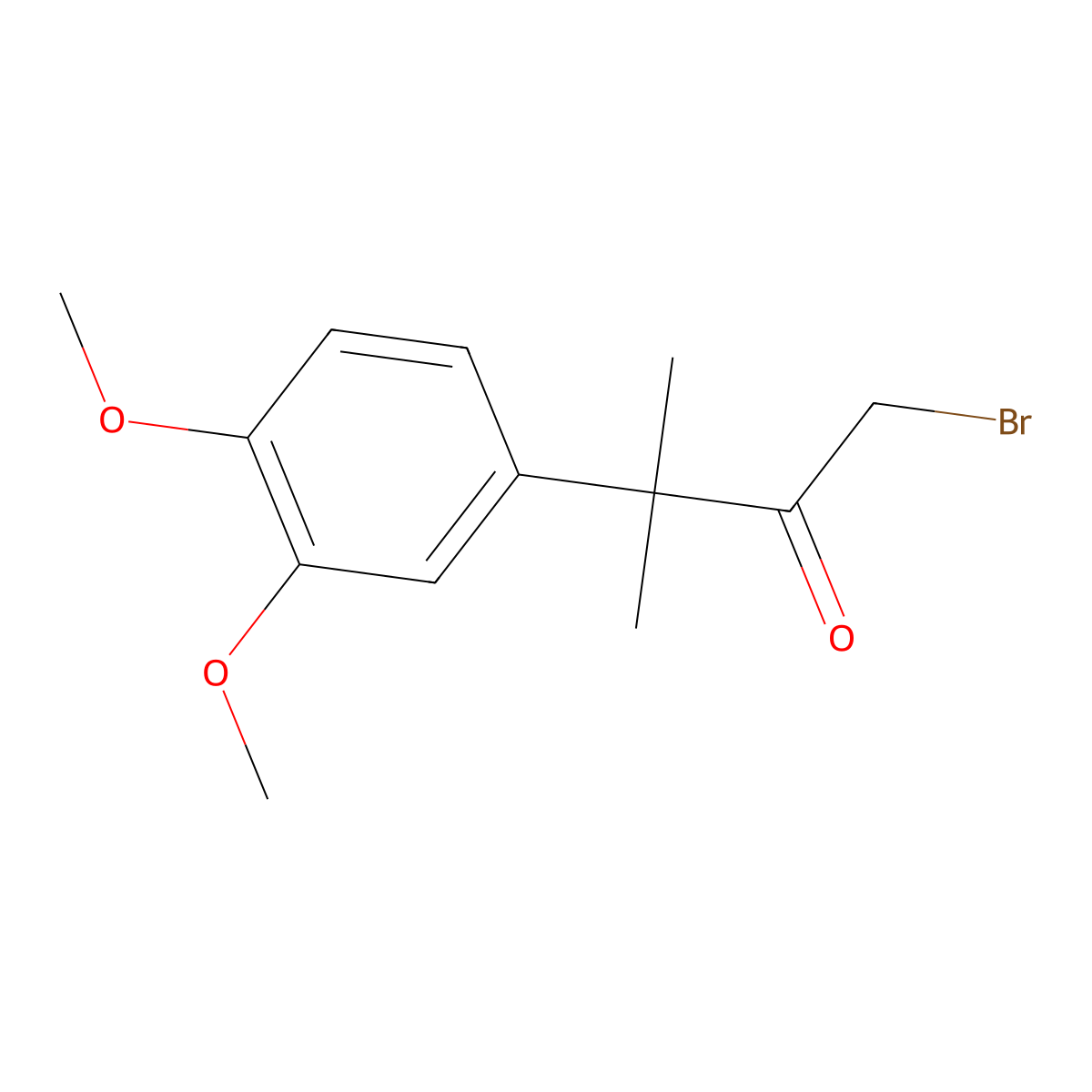 1-Bromo-3-(3,4-dimethoxyphenyl)-3-methylbutan-2-one molecular structure, CAS 1430211-87-2