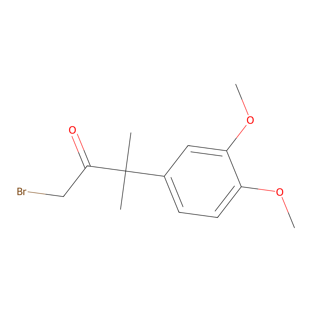 1-Bromo-3-(3,4-dimethoxyphenyl)-3-methylbutan-2-one molecular structure, CAS 1430211-87-2