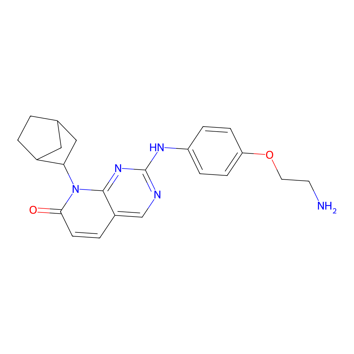 2-[4-(2-Aminoethoxy)anilino]-8-(2-bicyclo[2.2.1]heptanyl)pyrido[2,3-d]pyrimidin-7-one molecular structure, CAS 1430218-51-1