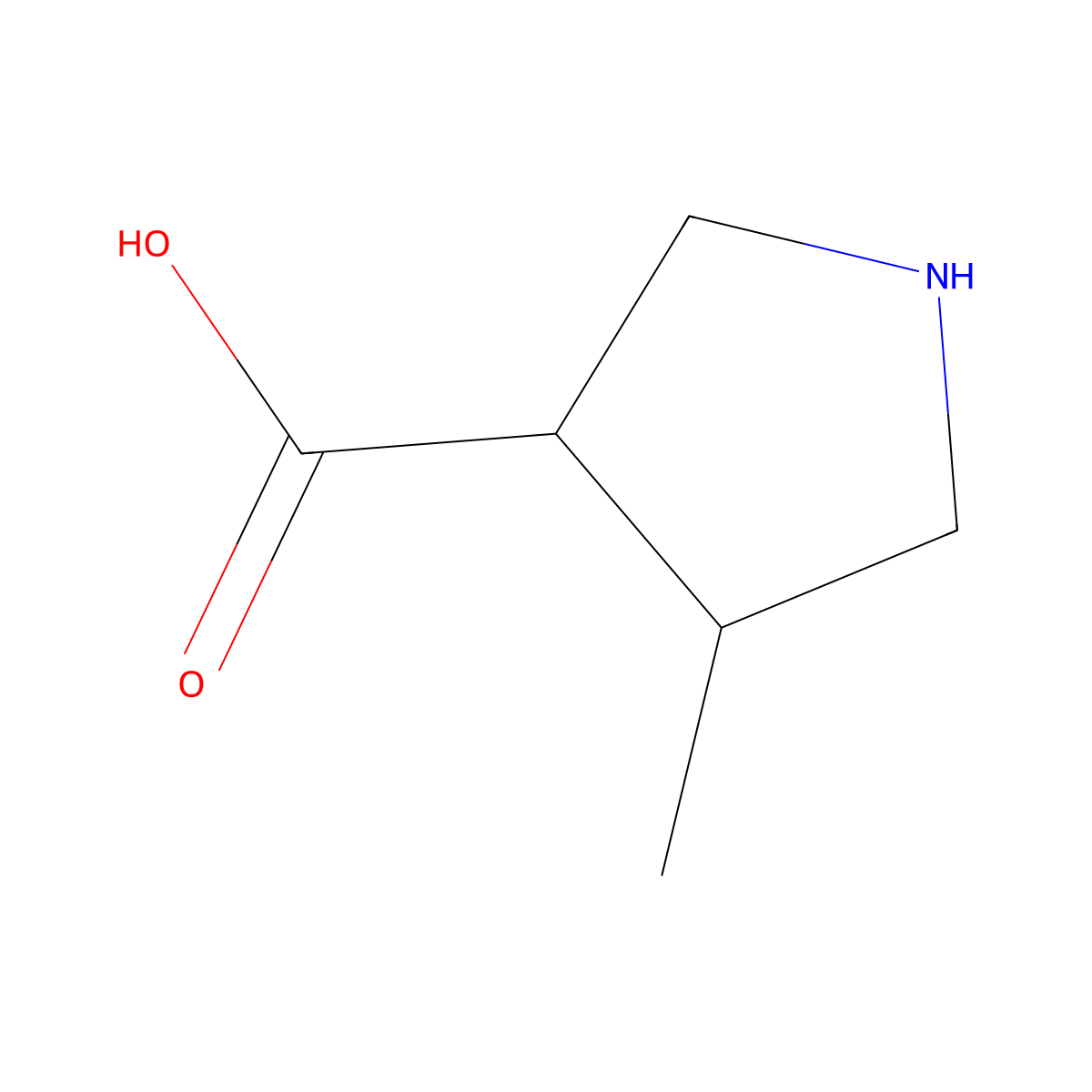 (3R,4R)-4-methylpyrrolidine-3-carboxylic acid molecular structure, CAS 1430222-23-3