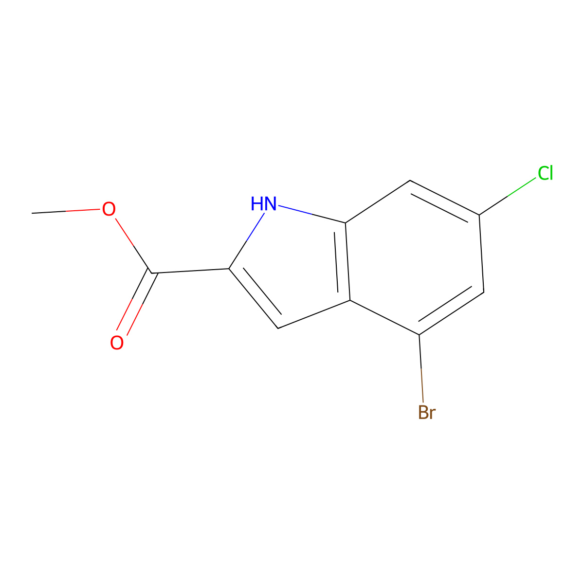 Methyl 4-bromo-6-chloro-1H-indole-2-carboxylate molecular structure, CAS 1430229-84-7