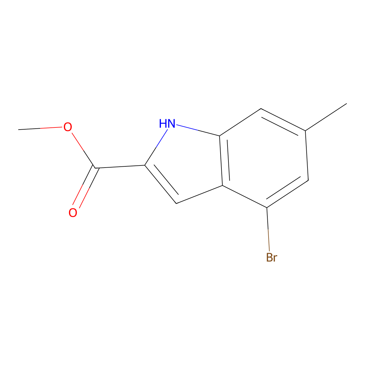 Methyl 4-bromo-6-methyl-1H-indole-2-carboxylate molecular structure, CAS 1430229-87-0