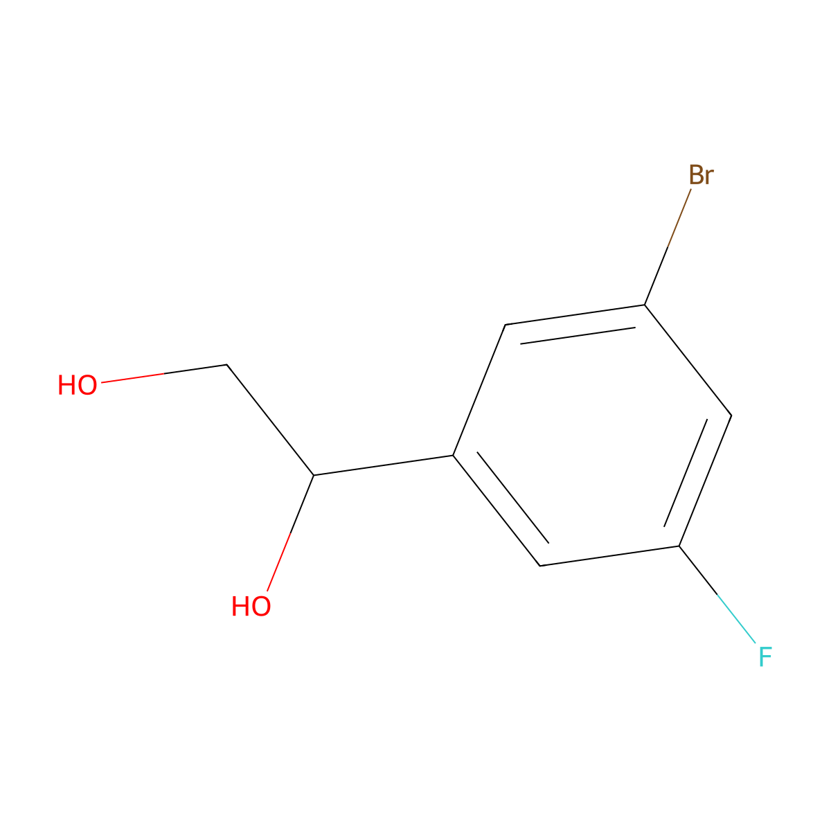 1-(3-Bromo-5-fluorophenyl)ethane-1,2-diol molecular structure, CAS 1430233-28-5