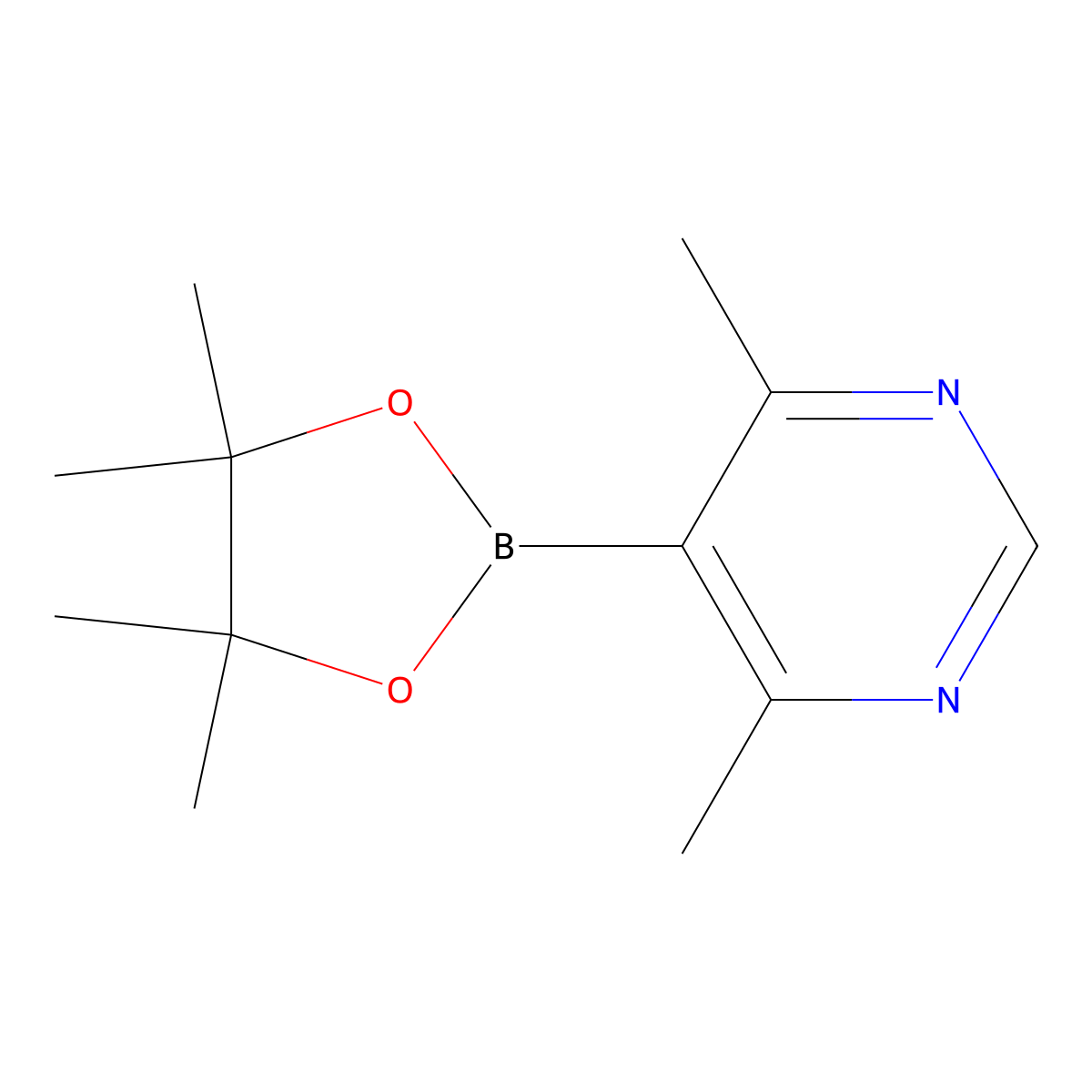 4,6-Dimethyl-5-(4,4,5,5-tetramethyl-1,3,2-dioxaborolan-2-yl)pyrimidine molecular structure, CAS 1430233-43-4