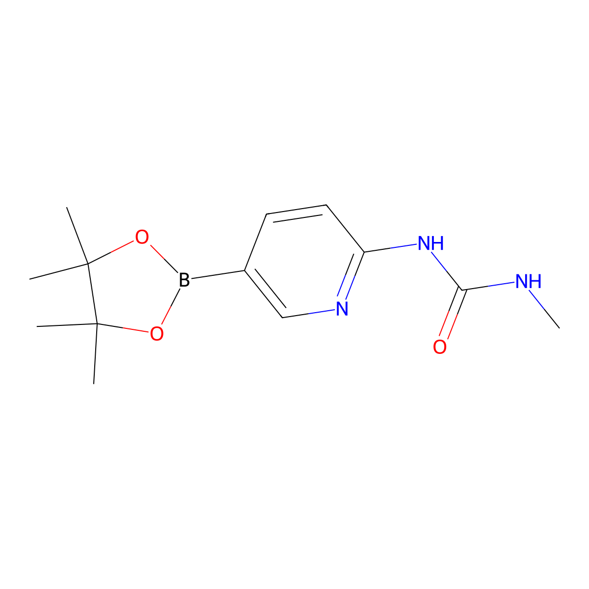 1-Methyl-3-(5-(4,4,5,5-tetramethyl-[1,3,2]dioxaborolan-2-yl)pyridin-2-yl)urea molecular structure, CAS 1430400-88-6