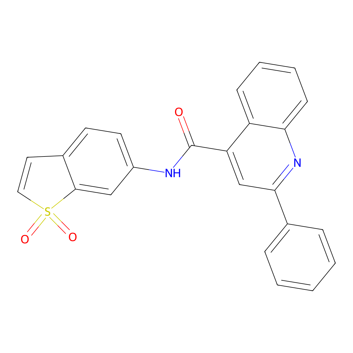 2-Phenyl-quinoline-4-carboxylic acid (1,1-dioxo-1H-1lambda6-benzo[b]thiophen-6-yl)-amide molecular structure, CAS 1430420-02-2