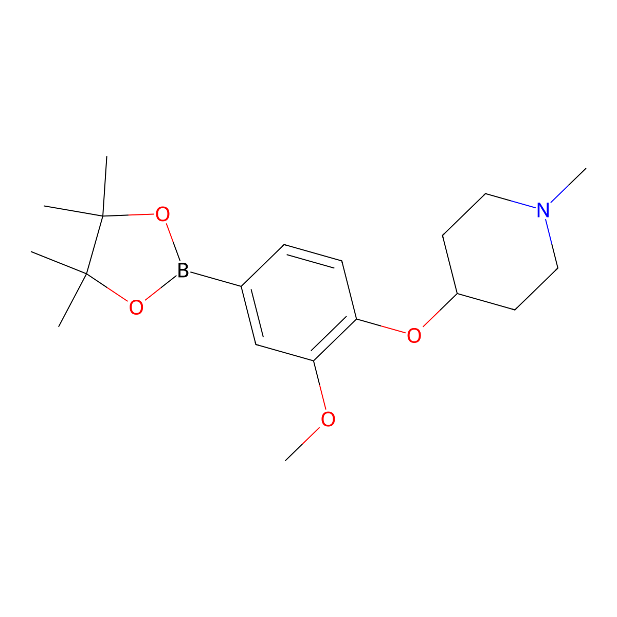 3-Methoxy-4-(N-methylpiperidin-4-yloxy)phenylboronic acid pinacol ester molecular structure, CAS 1430471-81-0