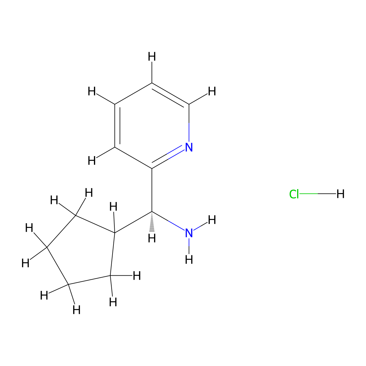 (S)-Cyclopentyl(pyridin-2-yl)methanamine hydrochloride molecular structure, CAS 1430472-89-1