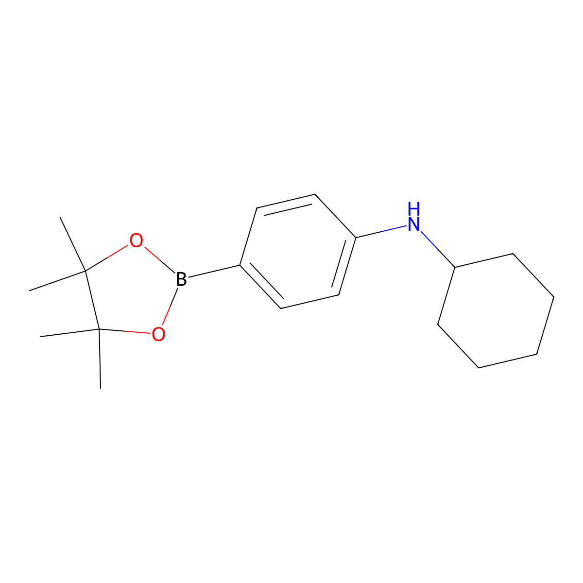 N-cyclohexyl-4-(4,4,5,5-tetramethyl-1,3,2-dioxaborolan-2-yl)aniline molecular structure, CAS 1430474-30-8