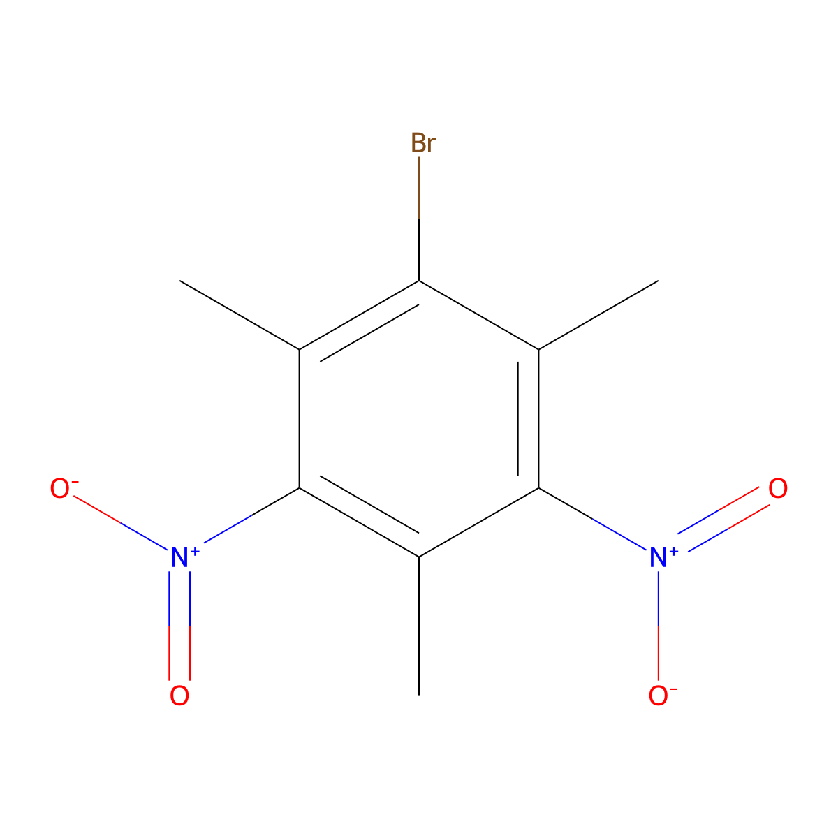 Benzene, 1-bromo-2,4,6-trimethyl-3,5-dinitro- molecular structure, CAS 143056-43-3