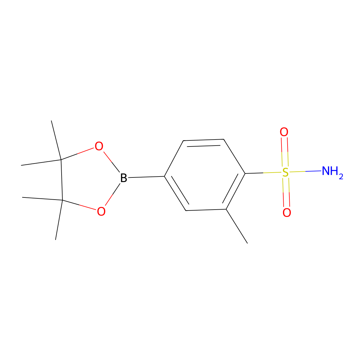 2-Methyl-4-(tetramethyl-1,3,2-dioxaborolan-2-yl)benzene-1-sulfonamide molecular structure, CAS 1430628-65-1