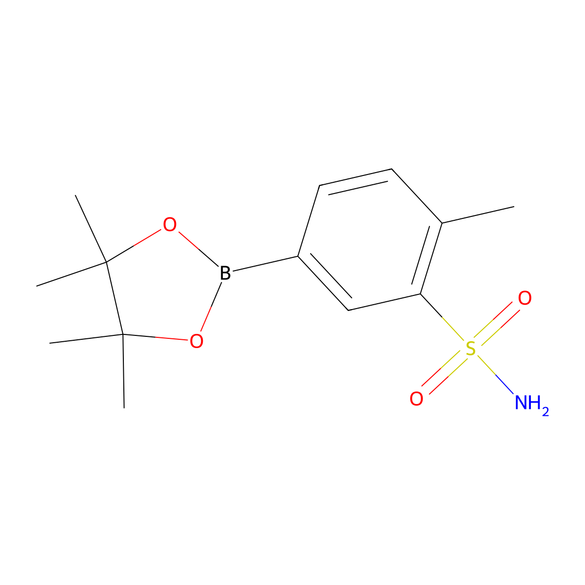 2-Methyl-5-(4,4,5,5-tetramethyl-1,3,2-dioxaborolan-2-yl)benzenesulfonamide molecular structure, CAS 1430628-67-3