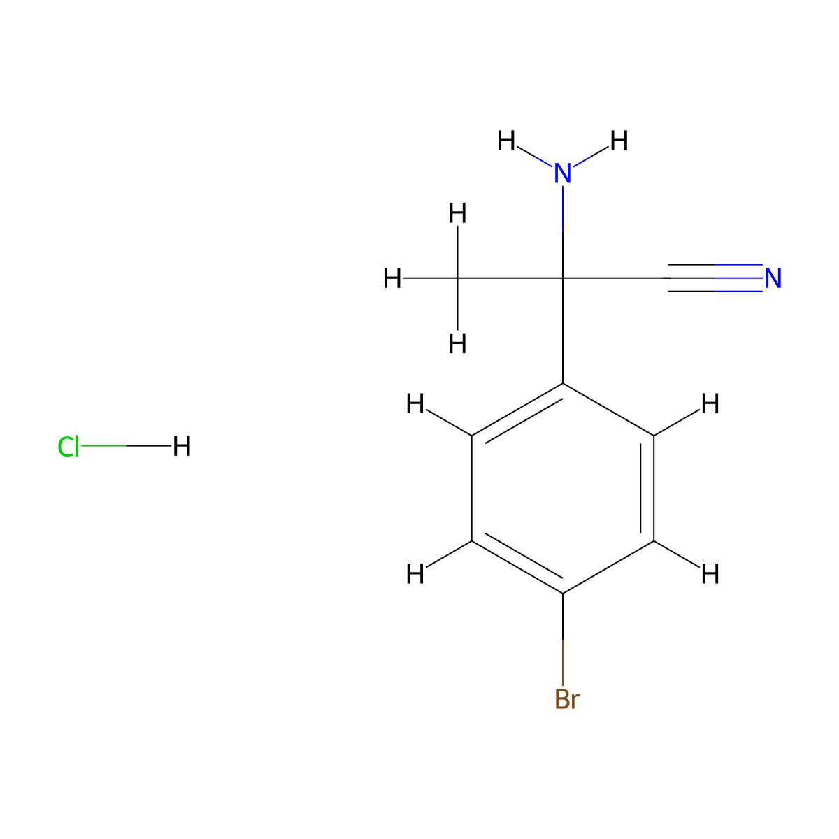 2-Amino-2-(4-bromophenyl)propanenitrile hydrochloride molecular structure, CAS 1430717-52-4