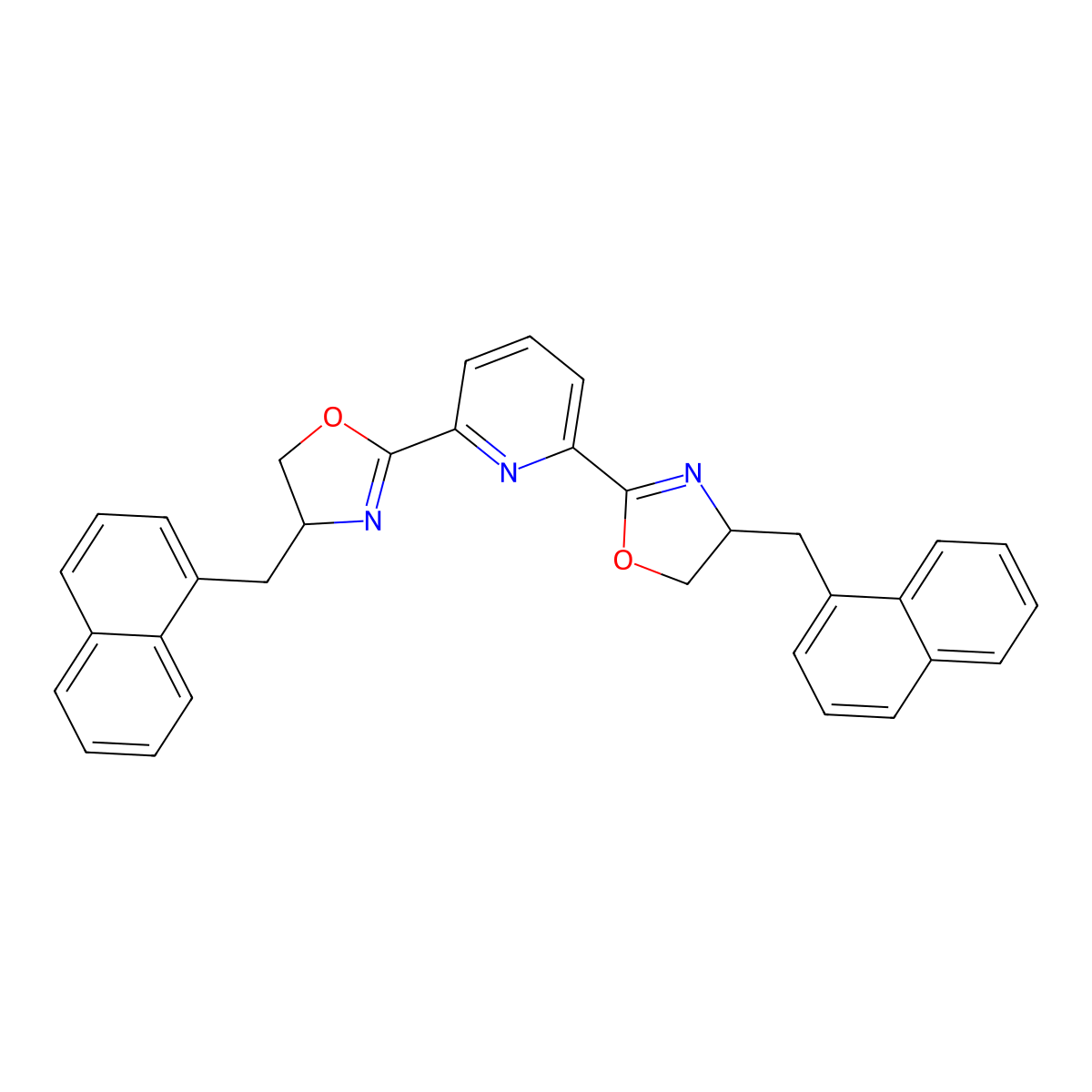 2,6-Bis((S)-4-(naphthalen-1-ylmethyl)-4,5-dihydrooxazol-2-YL)pyridine molecular structure, CAS 1430733-89-3