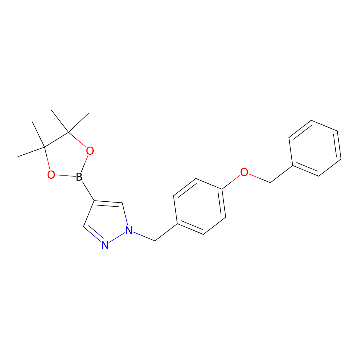 1-(4-(benzyloxy)benzyl)-4-(4,4,5,5-tetramethyl-1,3,2-dioxaborolan-2-yl)-1H-pyrazole molecular structure, CAS 1430750-30-3