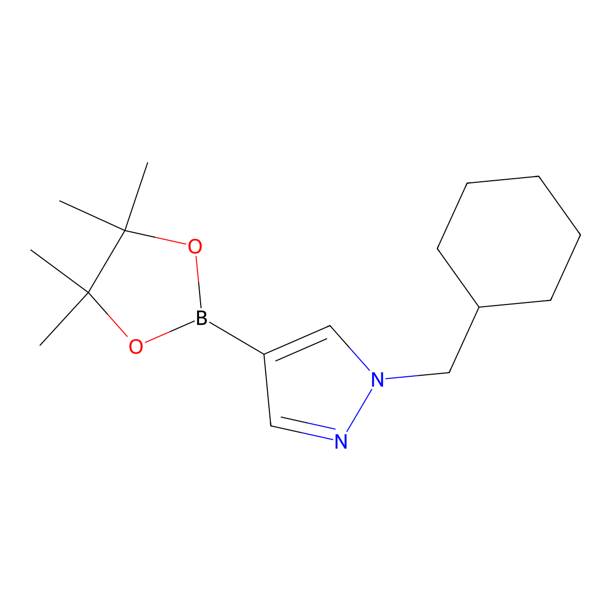 1-(cyclohexylmethyl)-4-(4,4,5,5-tetramethyl-1,3,2-dioxaborolan-2-yl)-1H-pyrazole molecular structure, CAS 1430750-95-0