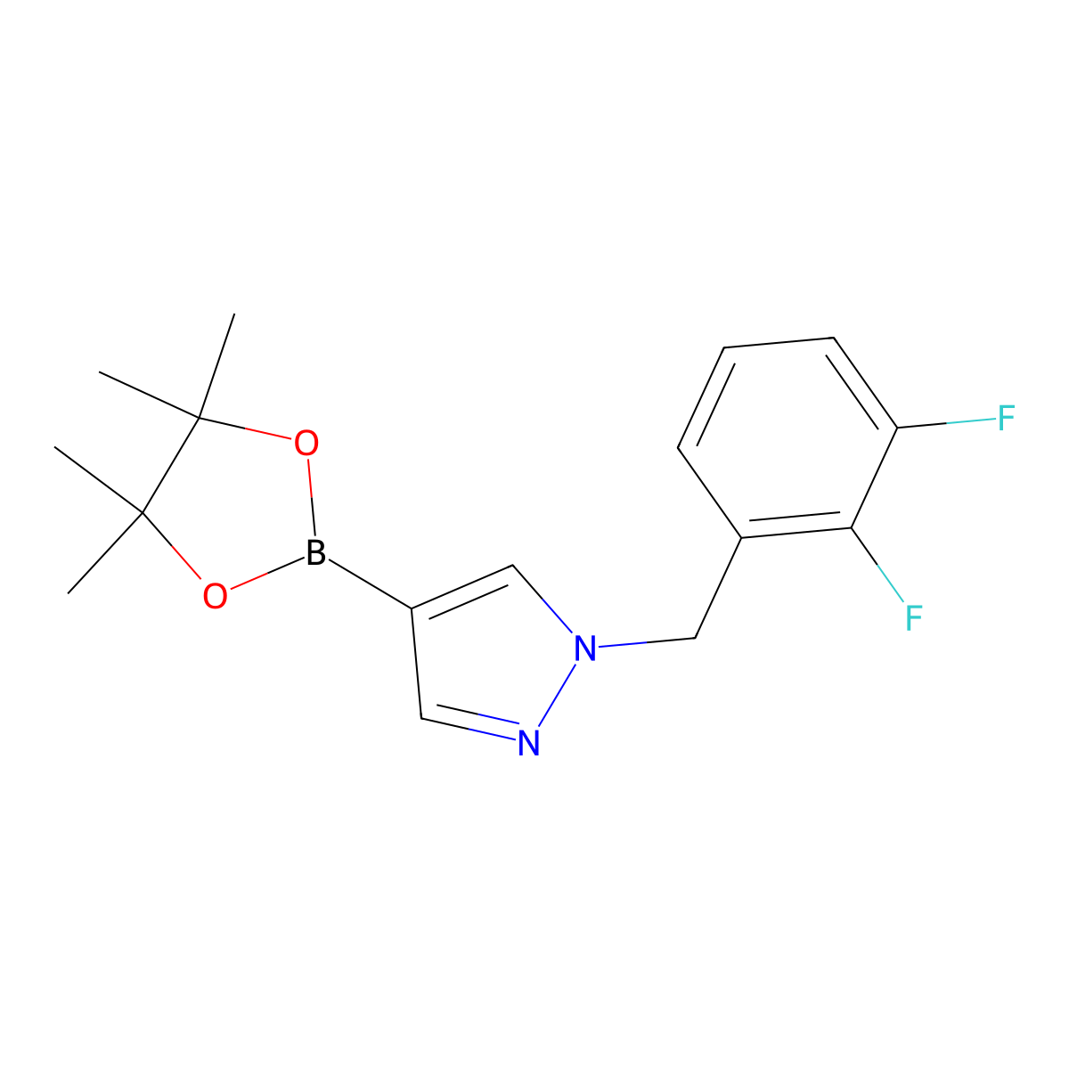 1-(2,3-Difluoro-benzyl)-4-(4,4,5,5-tetramethyl-[1,3,2]dioxaborolan-2-yl)-1H-pyrazole molecular structure, CAS 1430751-13-5